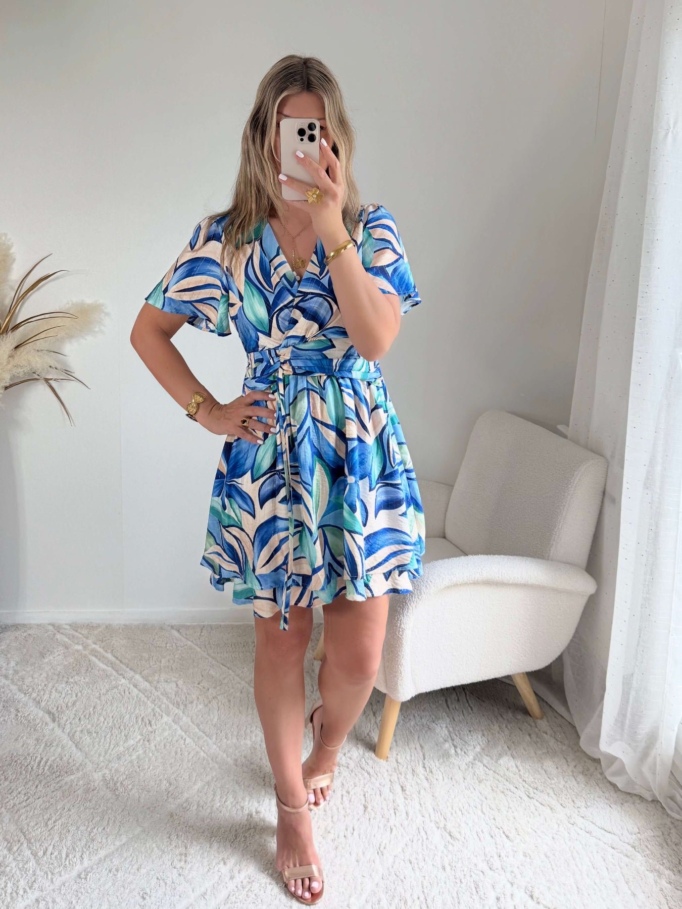 Robe courte bleu vert - Hany du S au 4XL