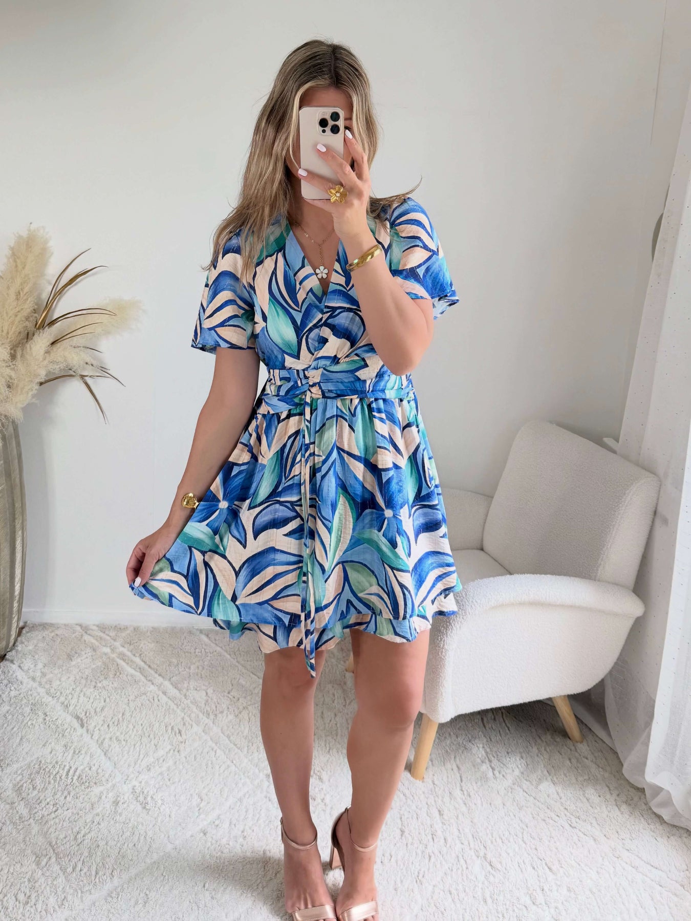 Robe courte bleu vert - Hany du S au 4XL