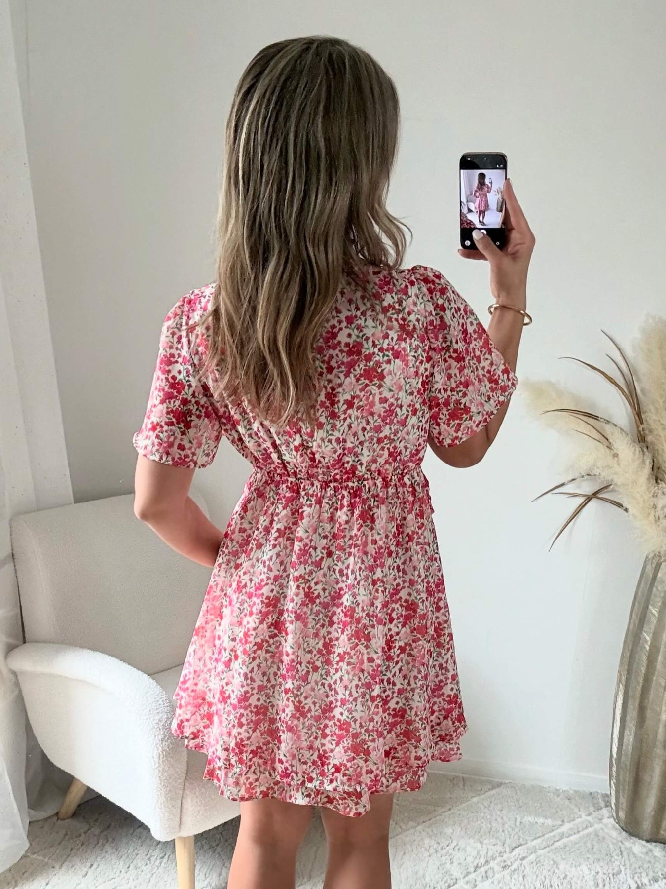 Robe Laure courte fluide imprimée rose du S au 4XL - Easy Dressing