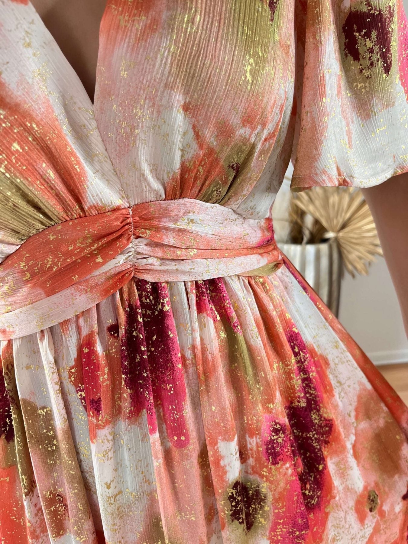 Robe fluide imprimée dorée - Aurore Easy Dressing