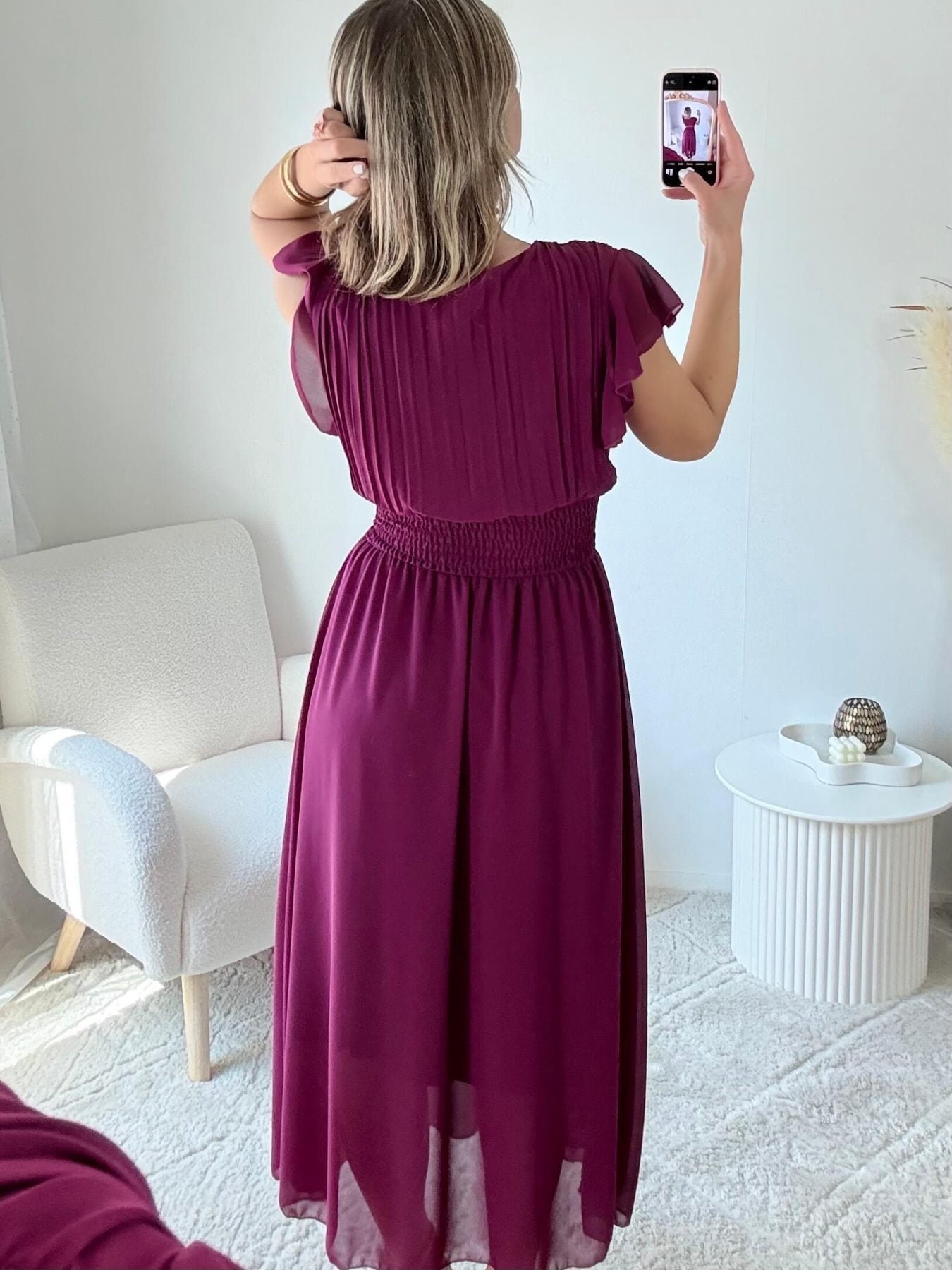 Robe longue fluide prune cérémonie - Zoé - Robe Easy Dressing