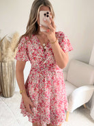 Robe Laure courte fluide imprimée rose du S au 4XL - Easy Dressing