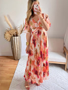 Robe fluide imprimée dorée - Aurore Easy Dressing