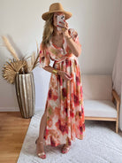 Robe fluide imprimée dorée - Aurore Easy Dressing