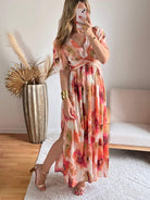 Robe fluide imprimée dorée - Aurore Easy Dressing