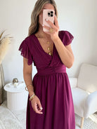 Robe longue fluide prune cérémonie - Zoé - Robe Easy Dressing