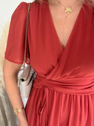 Robe Clara terracotta longue fluide avec manches légères du SM au 4XL