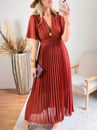 Robe  longue plissée Terracotta - Ana - du S au 4XL