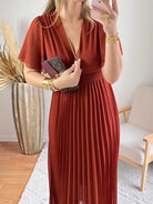 Robe  longue plissée Terracotta - Ana - du S au 4XL