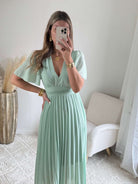 Robe vert d'eau plissée Ana idéale pour mariage ou cérémonie