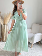 Robe vert d'eau plissée Ana idéale pour mariage ou cérémonie